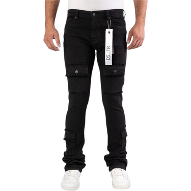 Black Cargo Stacked Jeans