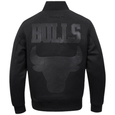Chicago Bulls Washed Vanguard Men's All Wool Varsity Jacket Black