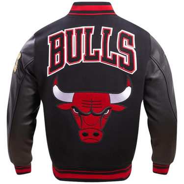 Chicago Bulls Retro Classic Rib Wool Varsity Jacket Black/Red
