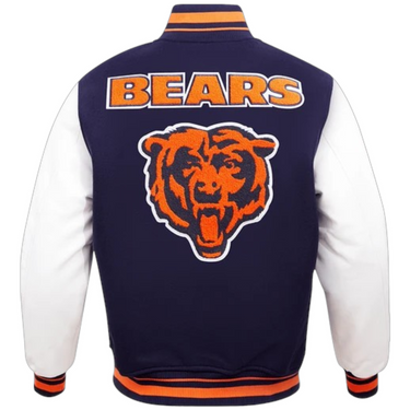 Chicago Bears Retro Classic Rib Wool Varsity Jacket Navy/Orange