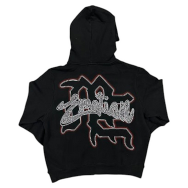 Acid Wash Rhinestone Hoodie Black