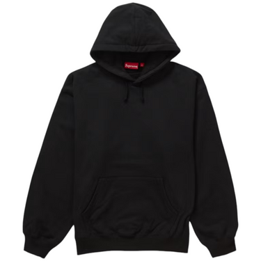 Satin Appliqué Hoodie Black/Black