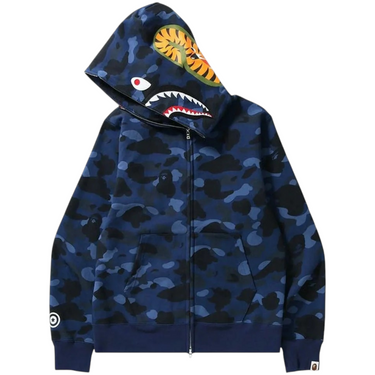 Color Camo Shark Full Zip Hoodie Navy
