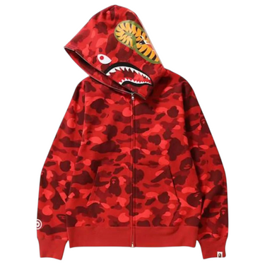 Color Camo Shark Full Zip Hoodie Red