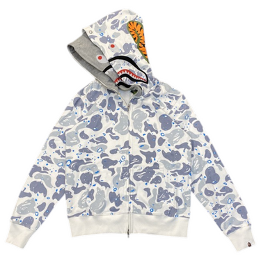 Space Camo Shark Full Zip Double Hoodie White Multi