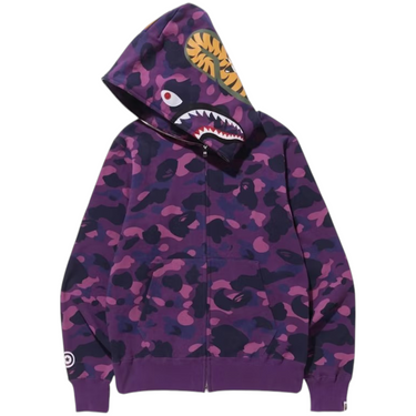 Color Camo Shark Full Zip Hoodie Purple